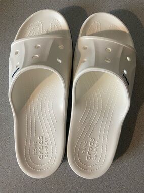 CROCS White Slide Sandals with Vent Holes